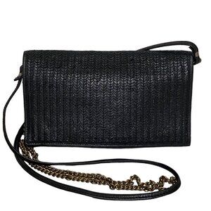 Country Road Leather Flap Closure Crossbody Bag in Black
